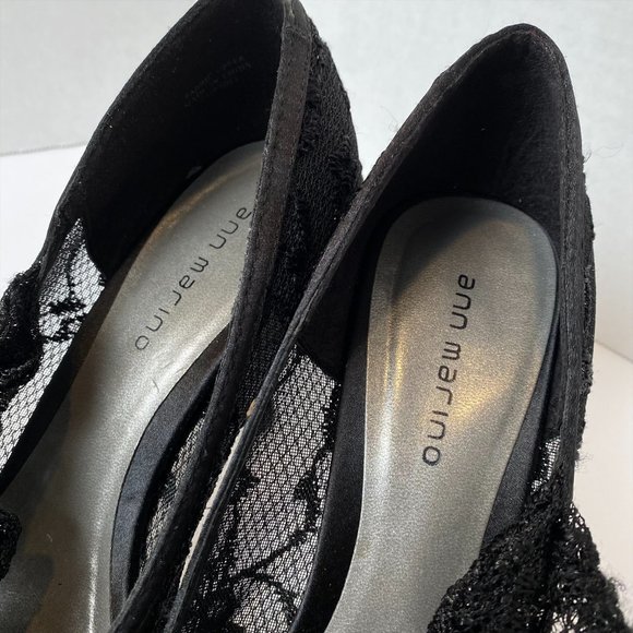 ANN MARINO BLACK HOLLYWOOD LACE HEELS IN SIZE 9 - Picture 2 of 8